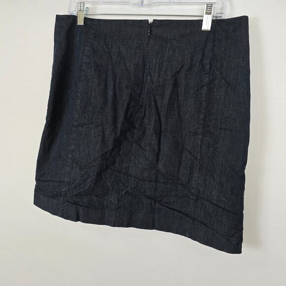 Ann Taylor Loft Mini Skirt Women's 12 Dark Blue Flat Front Zipper Lined - Picture 9 of 9
